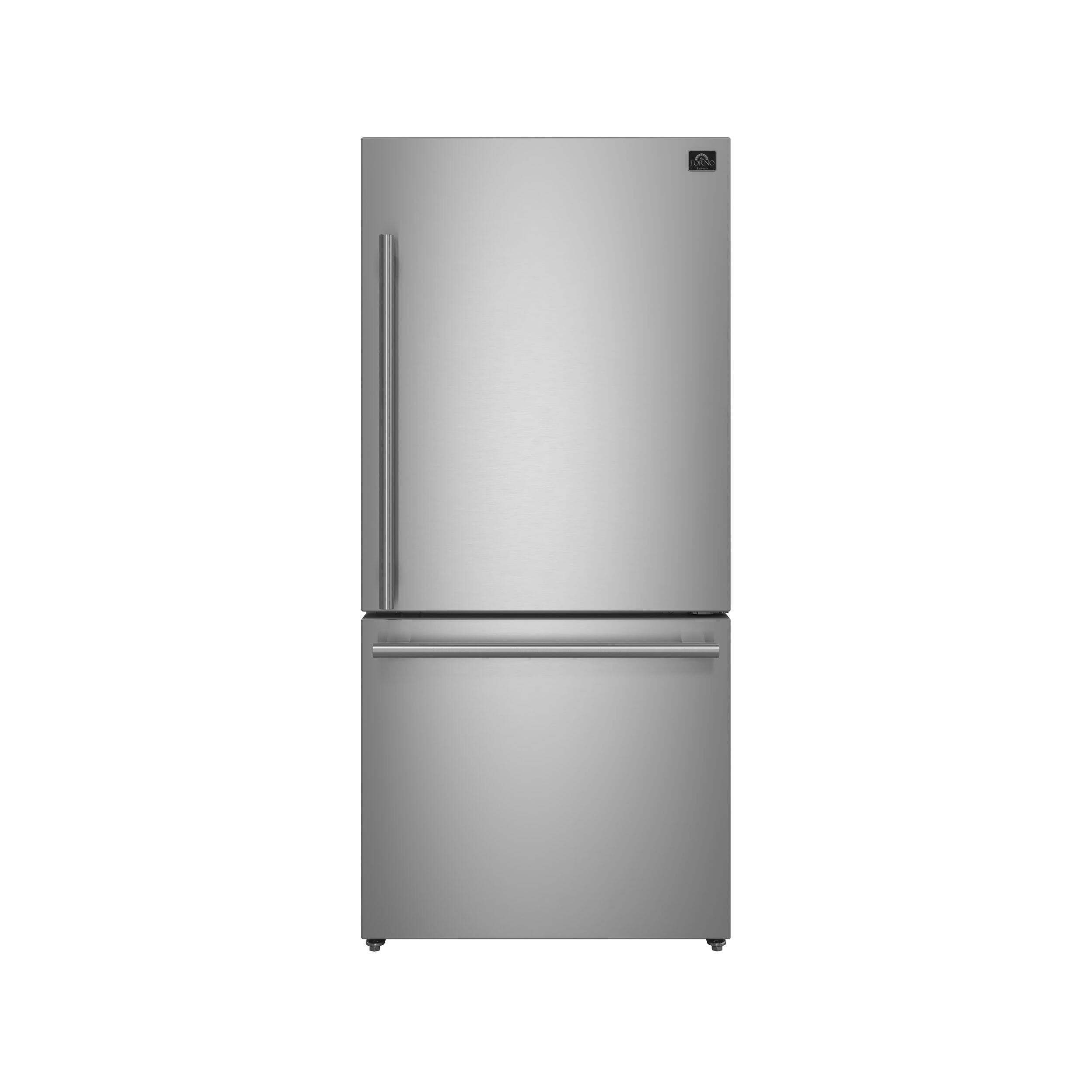 Front. Forno Appliances - Milano Espresso 17.2 Cu. Ft. Freestanding Bottom Freezer Refrigerator with Right Swing Door - Stainless Steel.