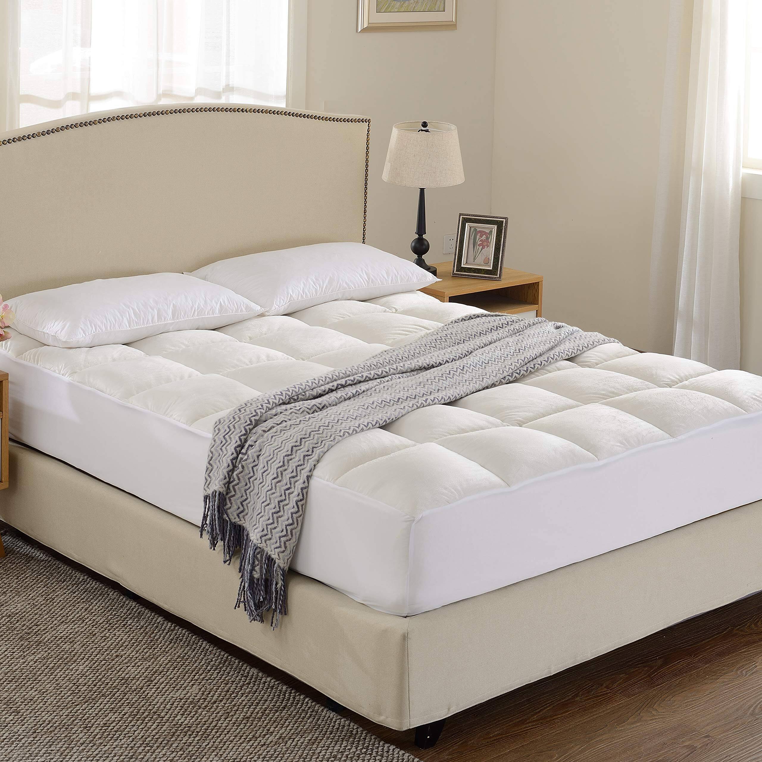Front. Cheer Collection - Ultra Plush Mattress Topper - Deep Pocket, Cooling Cover for Luxurious Comfort - White.