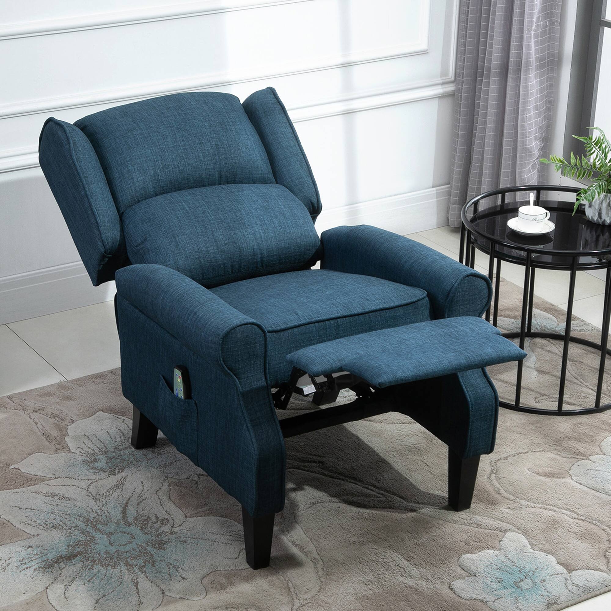Alt View 1. Homcom - Massage Recliner Chair for Living Room with Heat, Wingback Single Sofa - Blue.