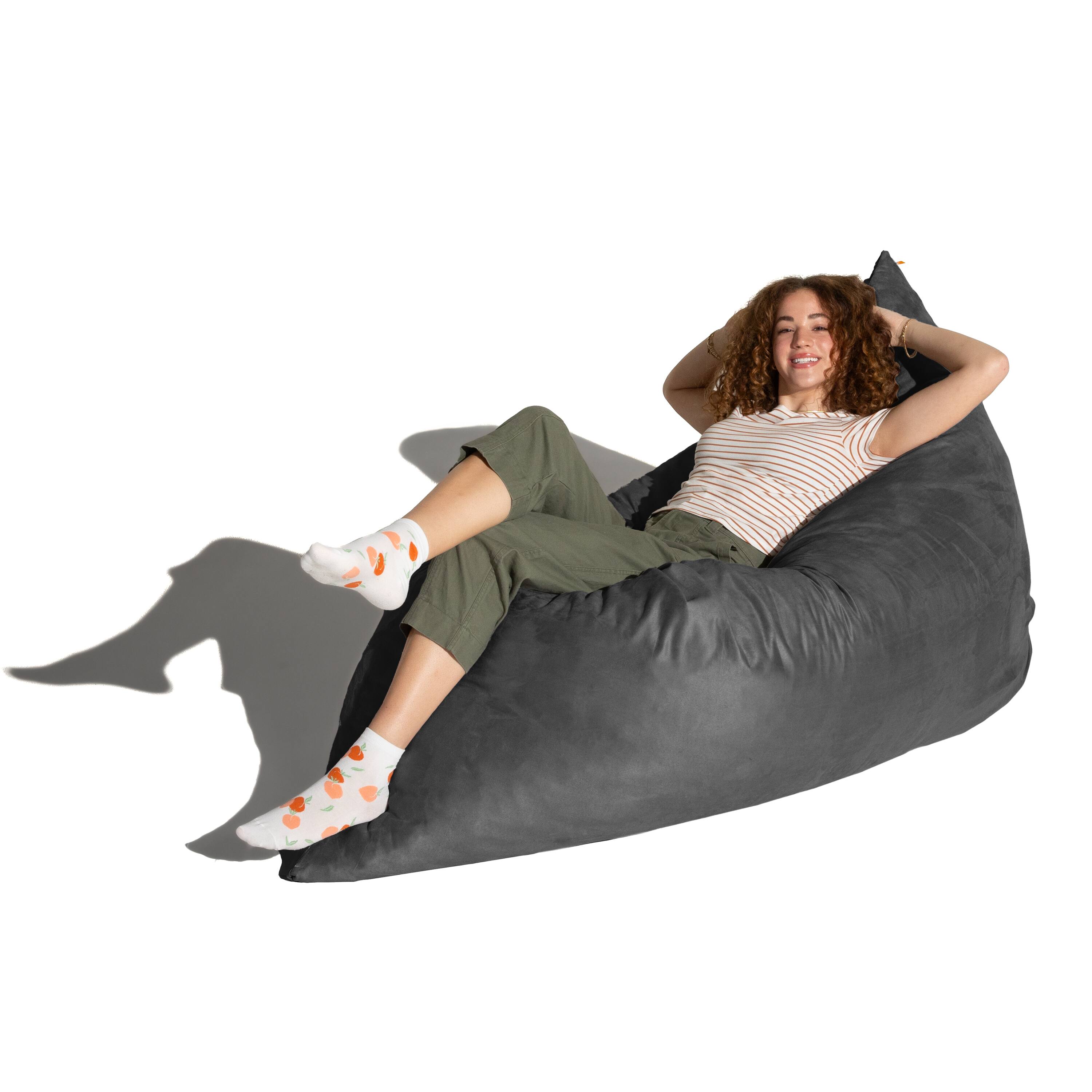 Angle. Jaxx - Jaxx Pillow Saxx 5.5-Foot - Huge Bean Bag Floor Pillow and Lounger, Black - Black.