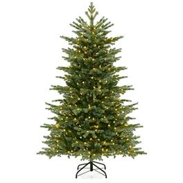 Gymax - 6 FT Artificial Christmas Tree w/ 2116 Lush PVC & PE Tips 300 LED Lights - Green