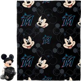 Northwest - Miami Marlins Mickey Hugger Pillow & Silk Touch Throw Set - Multicolor