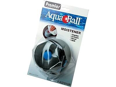 Premier Aqua Ball MOISTENER  
Fingertips  
Envelopes  
Stamps  
Lubricant  
#AQ701GR  
Made in U.S.A.