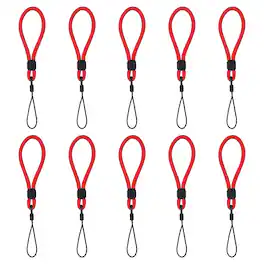 Unique Bargains - 10pcs Phone Lanyards Finger Strap, Short Anti-loss Hanging Rope for Phone, Key, Flashlight, USB Badge - Red