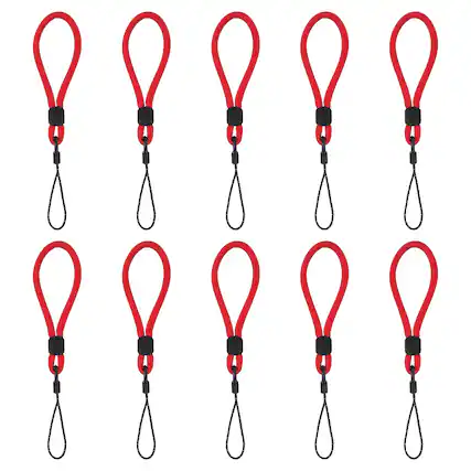 Front. Unique Bargains - 10pcs Phone Lanyards Finger Strap, Short Anti-loss Hanging Rope for Phone, Key, Flashlight, USB Badge - Red.