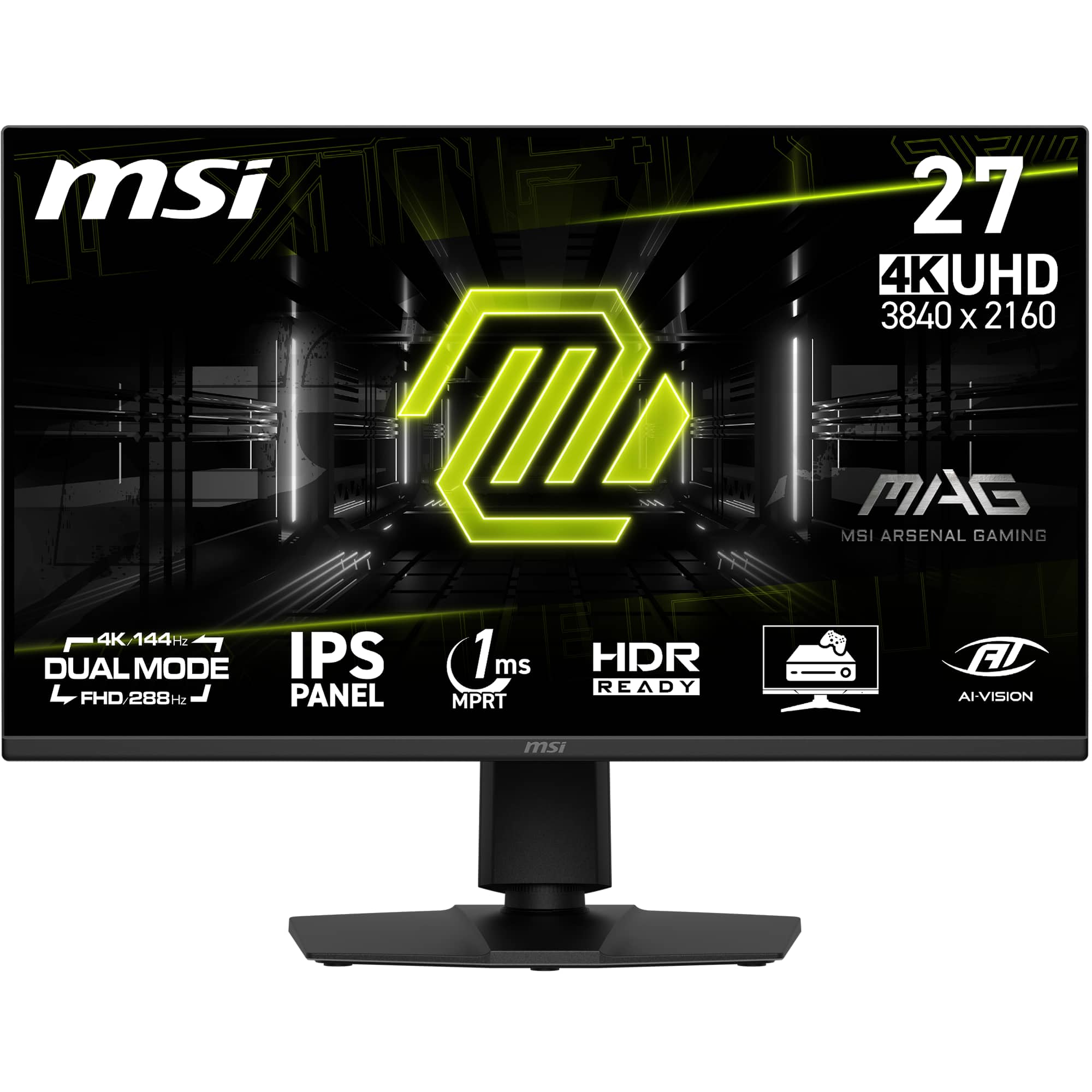 MSI - MAG 275UPD E14 27" UHD 144Hz/FHD 288Hz 0.5ms Adaptive Sync Gaming Monitor with HDR Ready (DisplayPort, HDMI) - Metallic Black