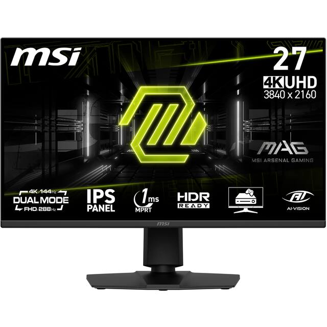 MSI - MAG 275UPD E14 27" Dualmode UHD 144Hz/FHD IPS 288Hz 1ms Gaming Monitor with FreeSync Premium and HDR Ready (HDMI, DP) - Metallic Black