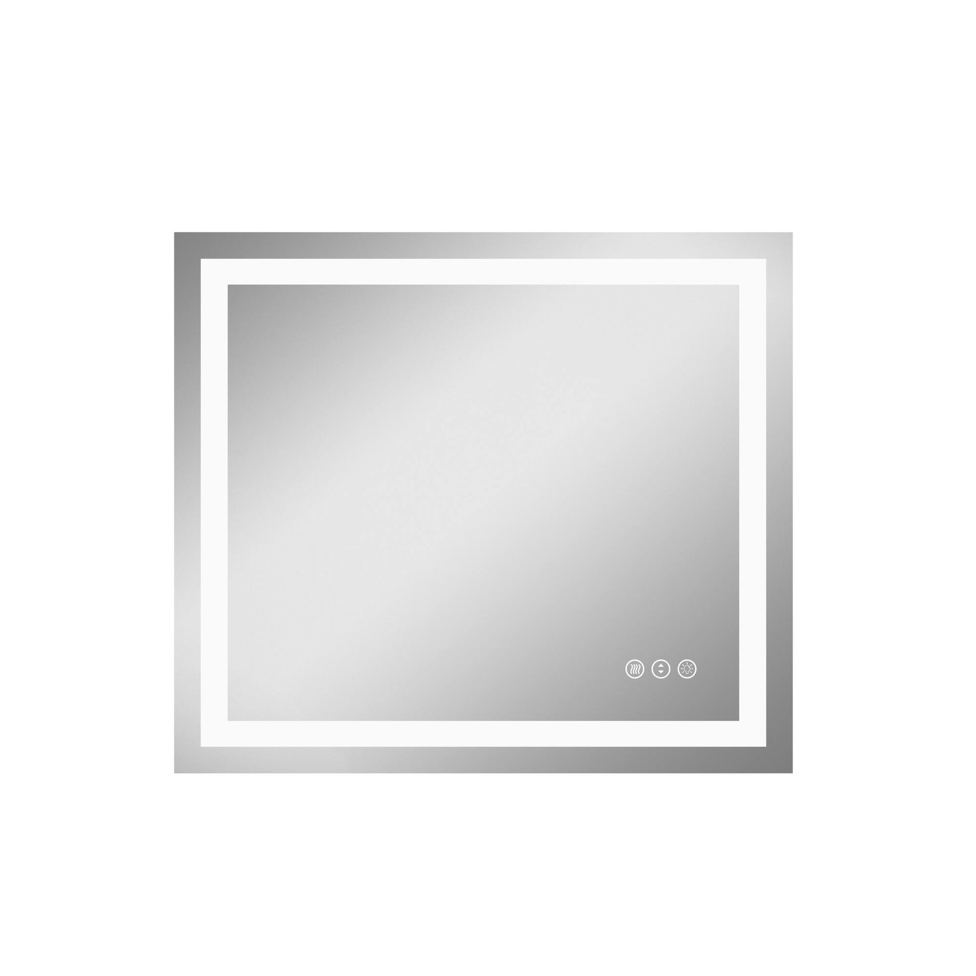 Front. Boyel Living - 32 in W x 28 in L Rectangular Frameless Wall Bathroom Vanity Mirror with Front and Backlit and Anti Fog.