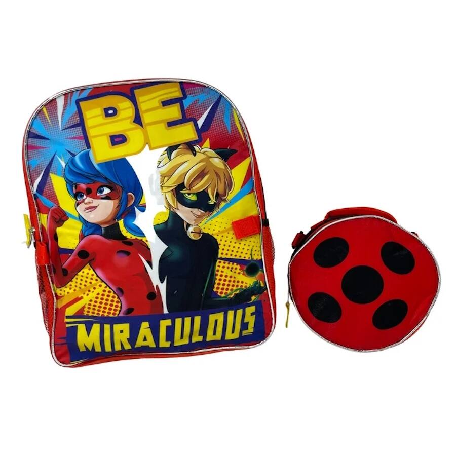 Alt View 5. UPD - Miraculous Ladybug 16" Backpack with Round Lunch Bag - Multicolored.