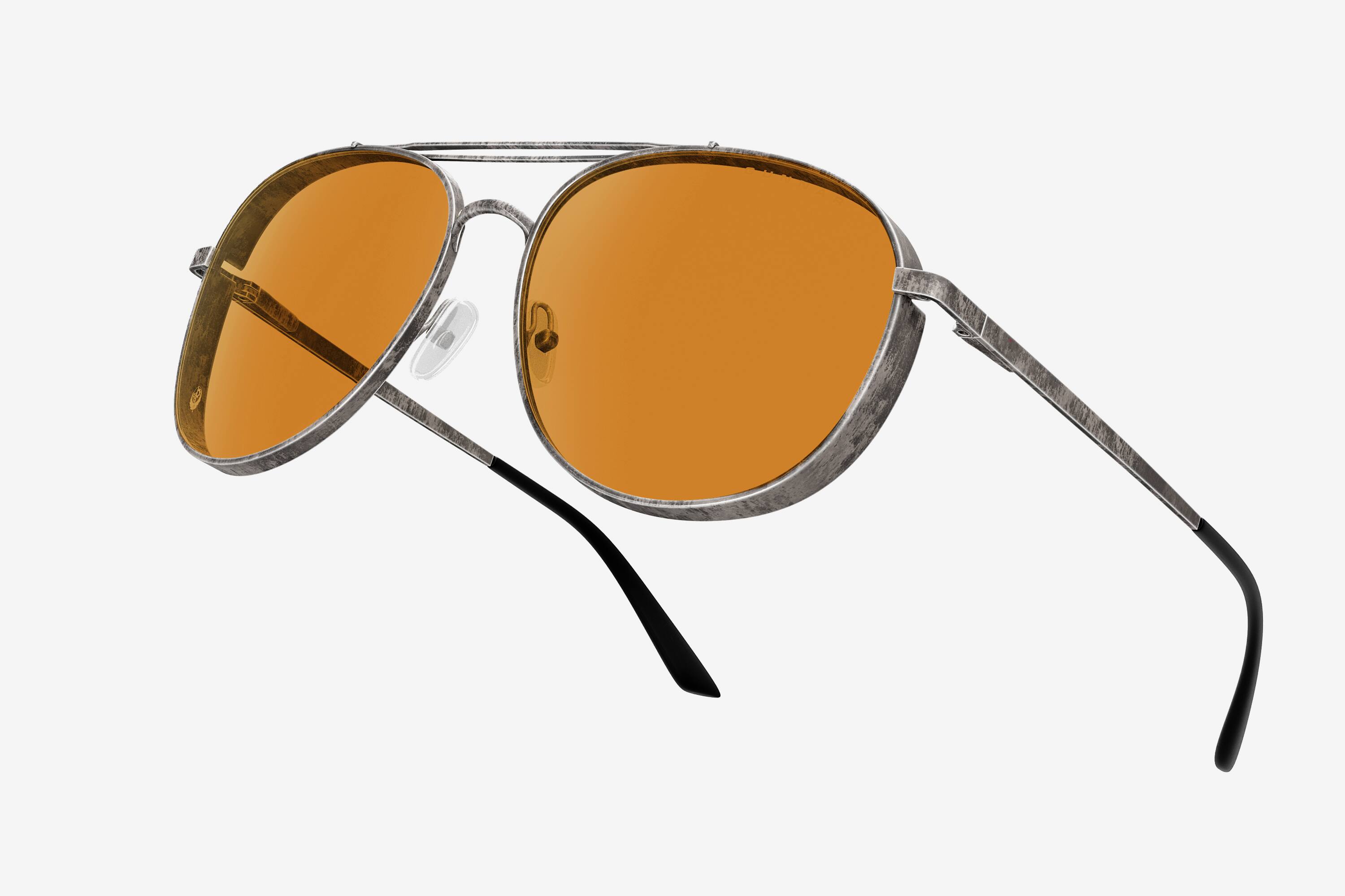 Left. GUNNAR - Fallout Brotherhood of Steel  Computer Glasses with Blue Light Reduction , Amber Max Lenses - Gunmetal.