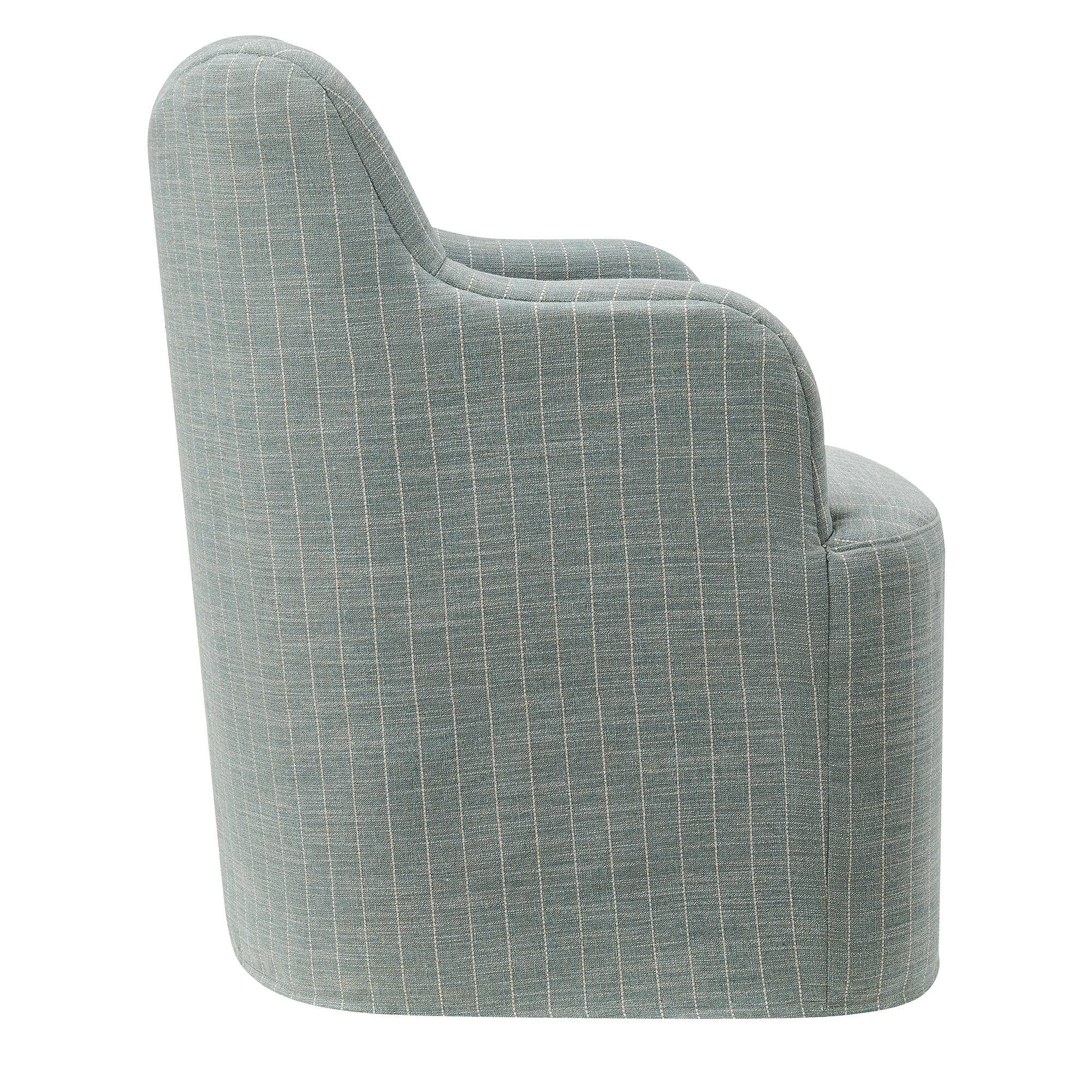 Alt View 2. Modway - Cordelle Linen Blend Swivel Dining Chair by Modway - Spa Blue Stripe.