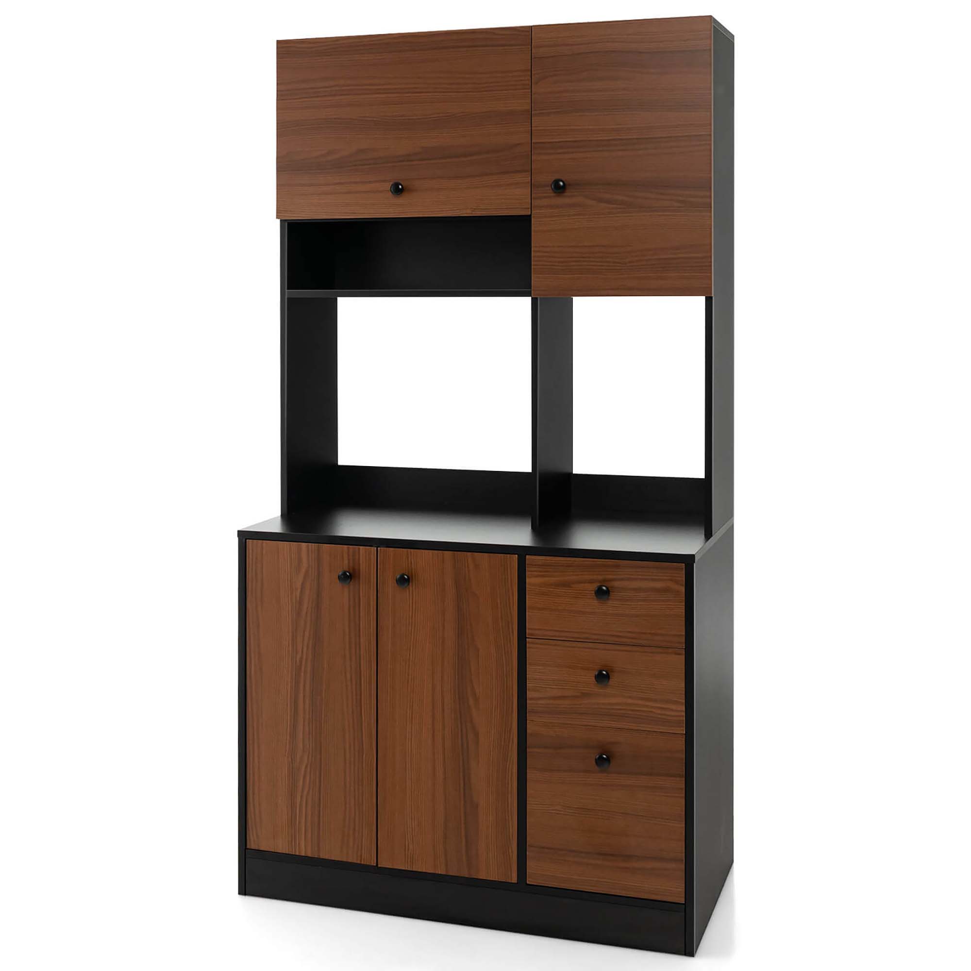 Alt View 9. Costway - Costway 71" Tall Kitchen Pantry Buffet Hutch Freestanding Storage Cabinet 4 Doors - Black.