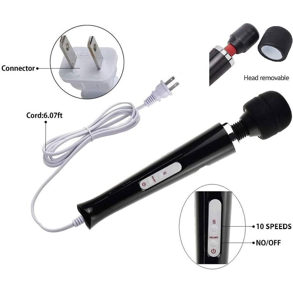 - Connector
- Cord: 6.07ft
- Head removable
- 10 SPEEDS
- ON/OFF
- NO/OFF