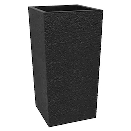 Tierra Verde - Citadel Stucco Self Watering Square Planter, 13.5"W x 26"H - Black