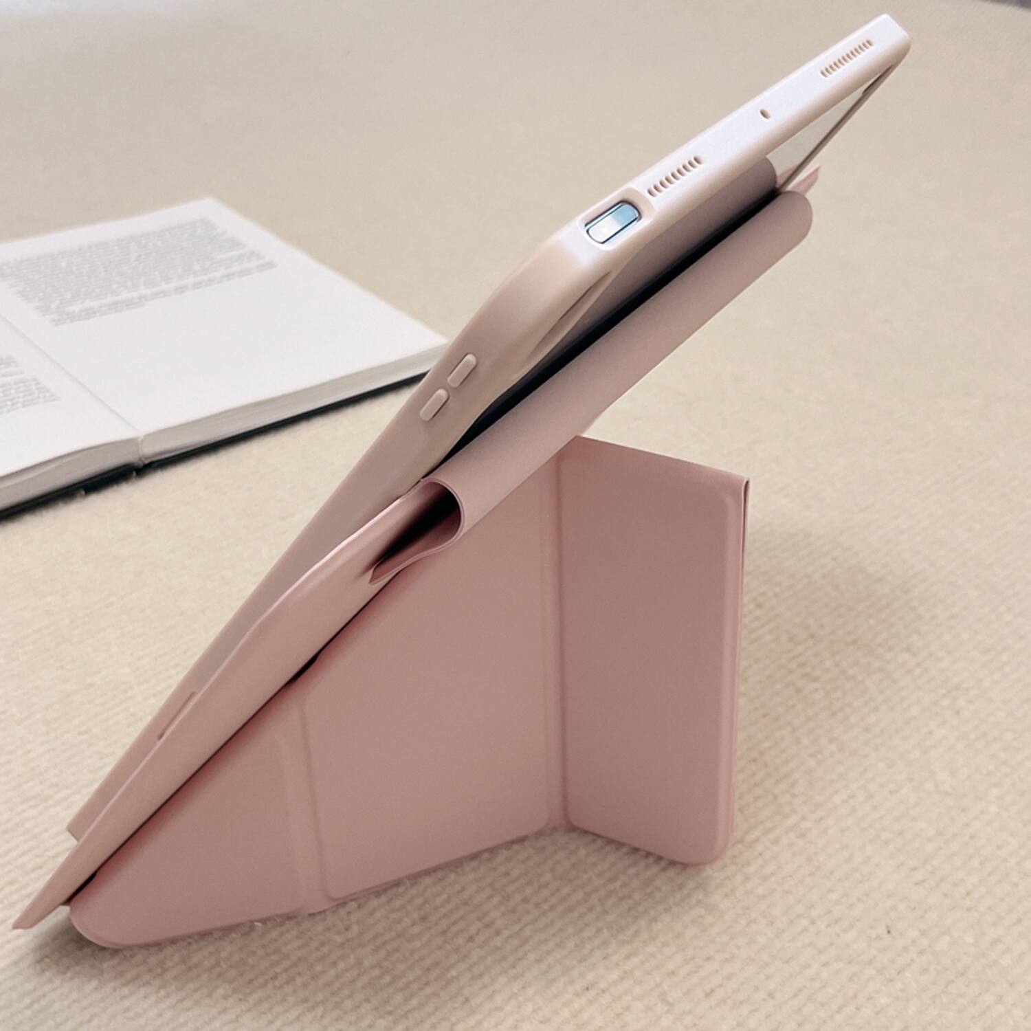 Alt View 1. Dteck - for Apple iPad (A16) 11" 2025 & iPad  10th Gen 2022 Premium Vegan Leather Folio Case,Y-Fold Magnetic Closure Flip Cover - Pink.