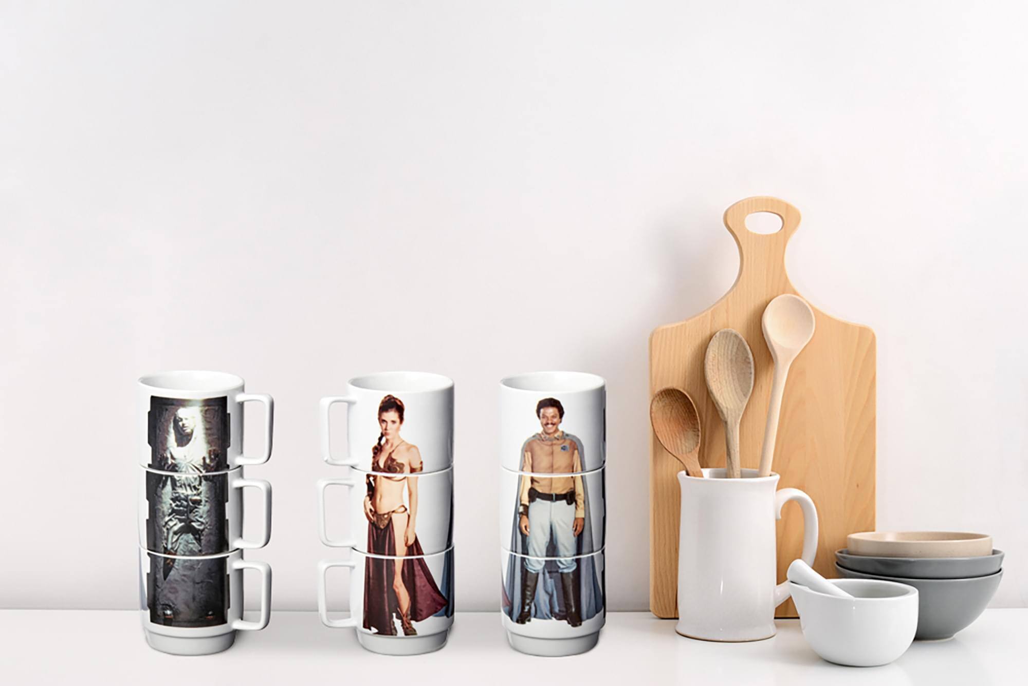 Alt View 4. Star Wars - Star Wars 11-Oz Stacking Mugs - Princess Leia, Han Solo in Carbonite, and Lando - Multi-Color.