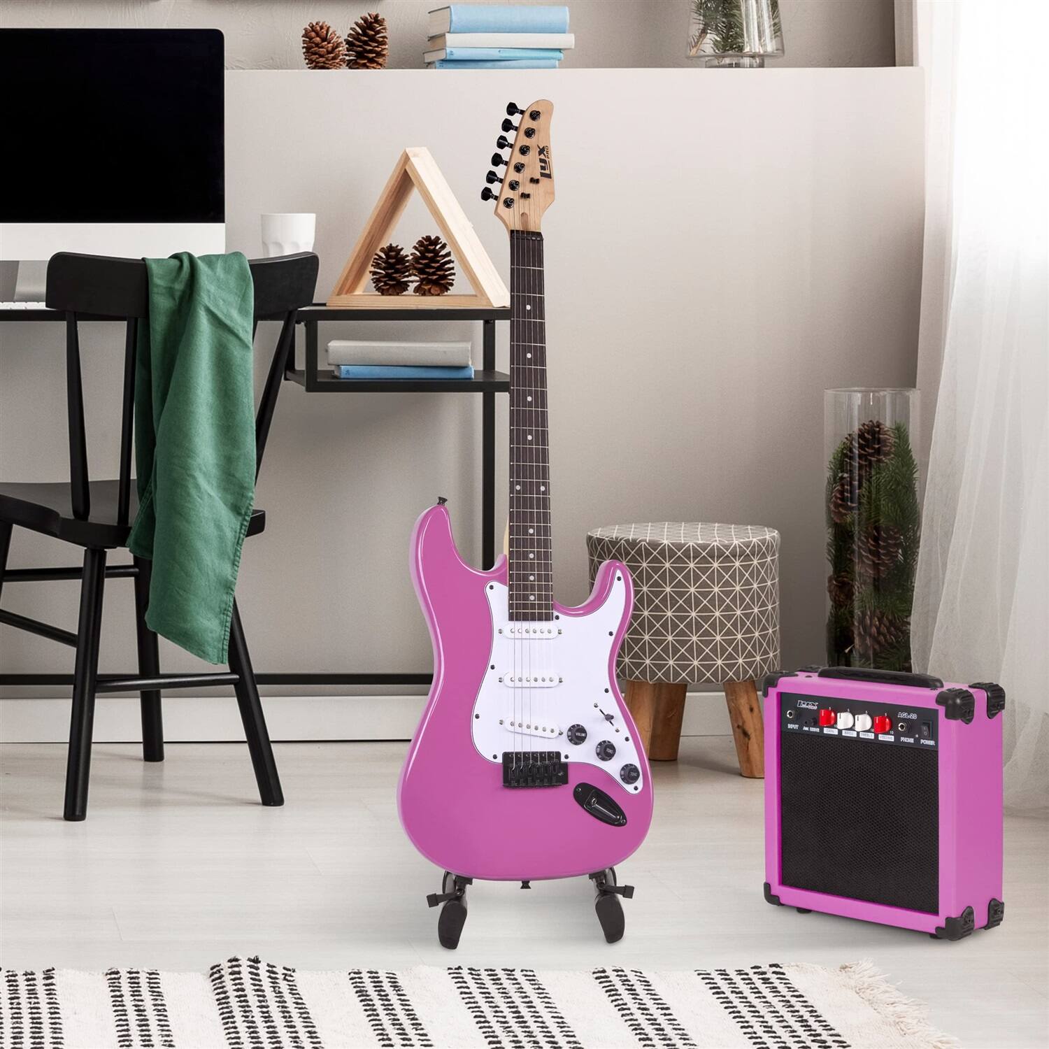 Alt View 6. Lyxpro - Electric Guitar Kit, 39” Electric Guitar with Amp & Electric Guitar Accessories - Retro Purple.