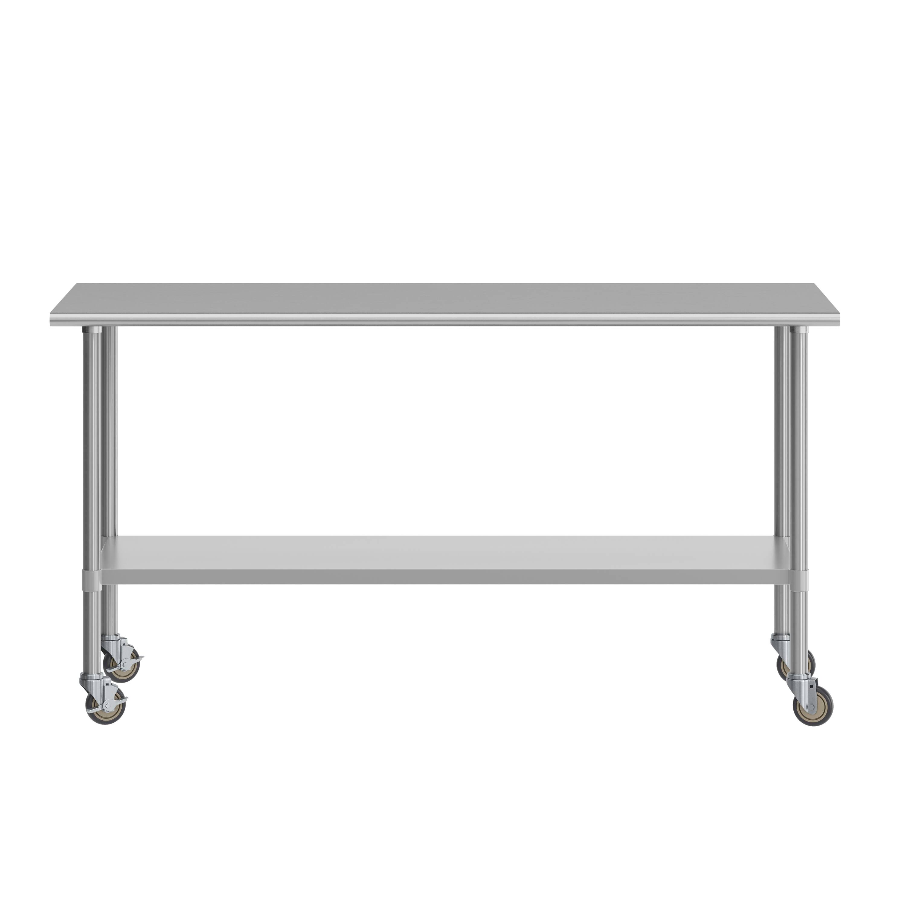 Angle. Flash Furniture - Reader Portable Prep and Work Table with NSF Certified 18 Gauge Stainless Steel Top Shelf, Galvanized Steel Undershelf a - Gray.
