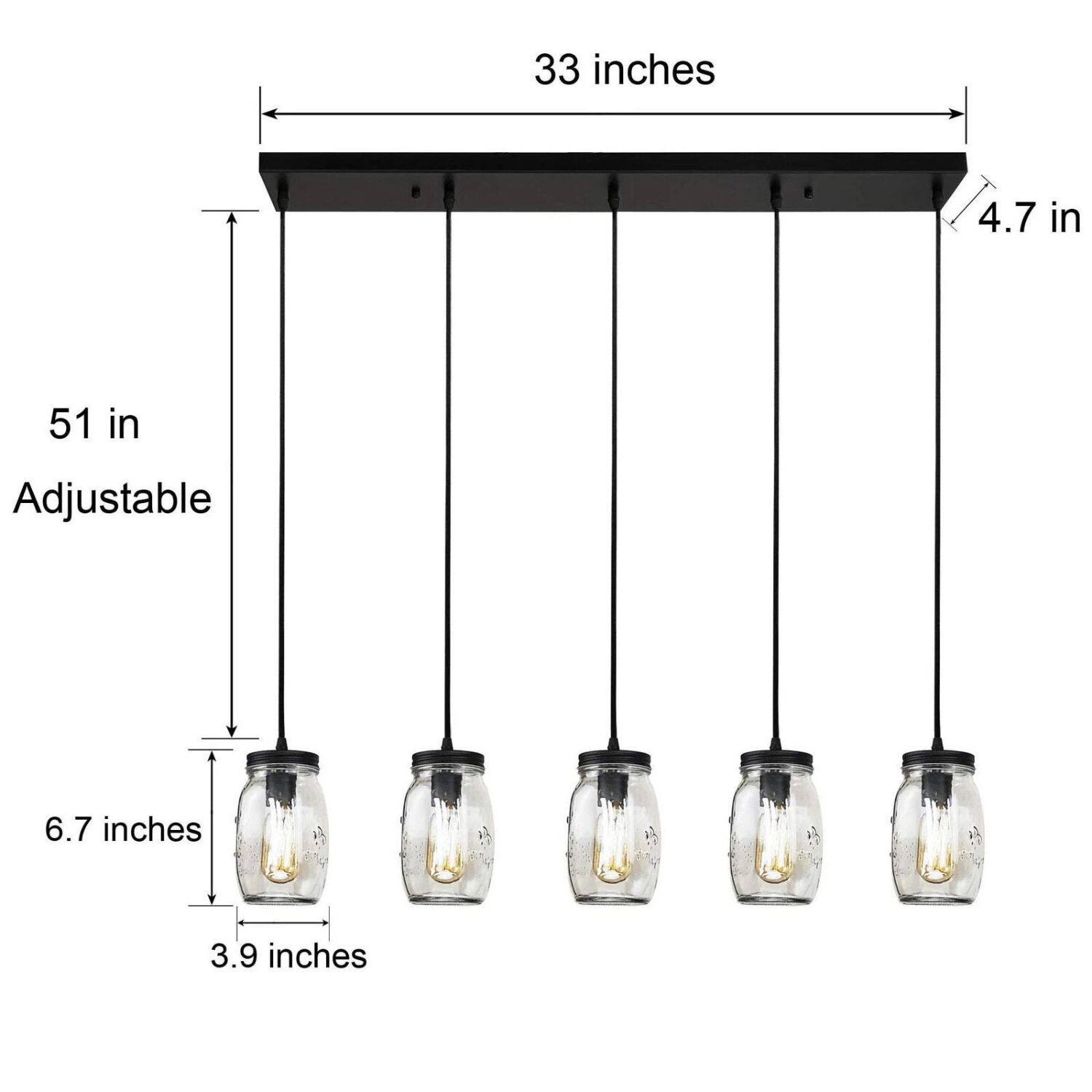 - 33 inches
- 4.7 in
- 51 in Adjustable
- 6.7 inches
- 3.9 inches