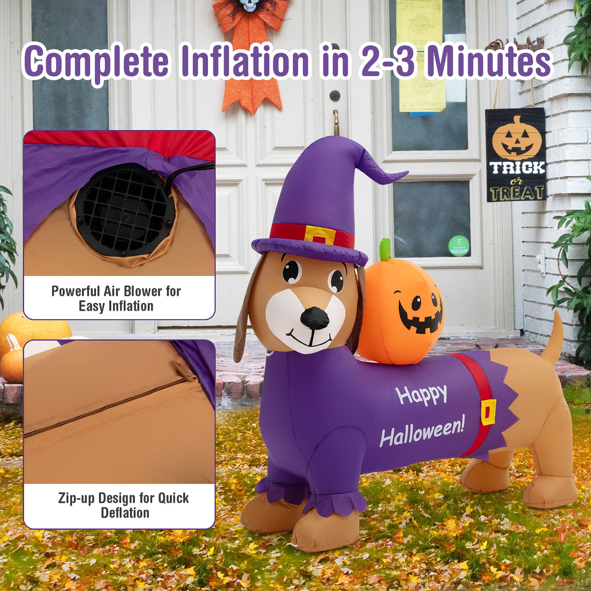 Complete Inflation in 2-3 Minutes TRICK or TREAT Powerful Air Blower for Easy Inflation Happy Halloween! Zip-up Design for Quick Deflation