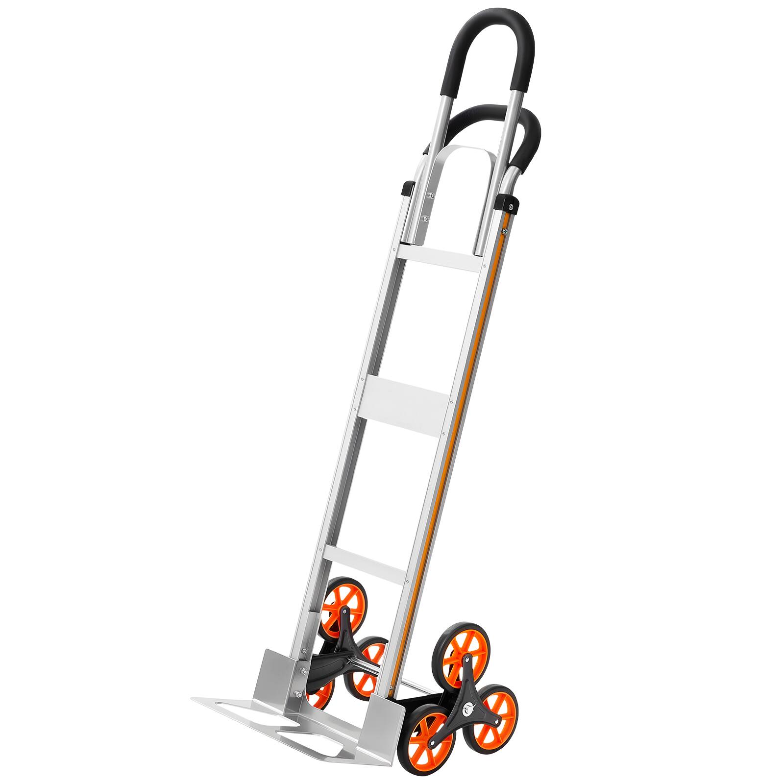 Alt View 5. VEVOR - Stair Climbing Cart, 330 lbs Stair-Climb Capacity, Aluminum Alloy Folding Trolley Cart with Telescoping Handle - Silver.