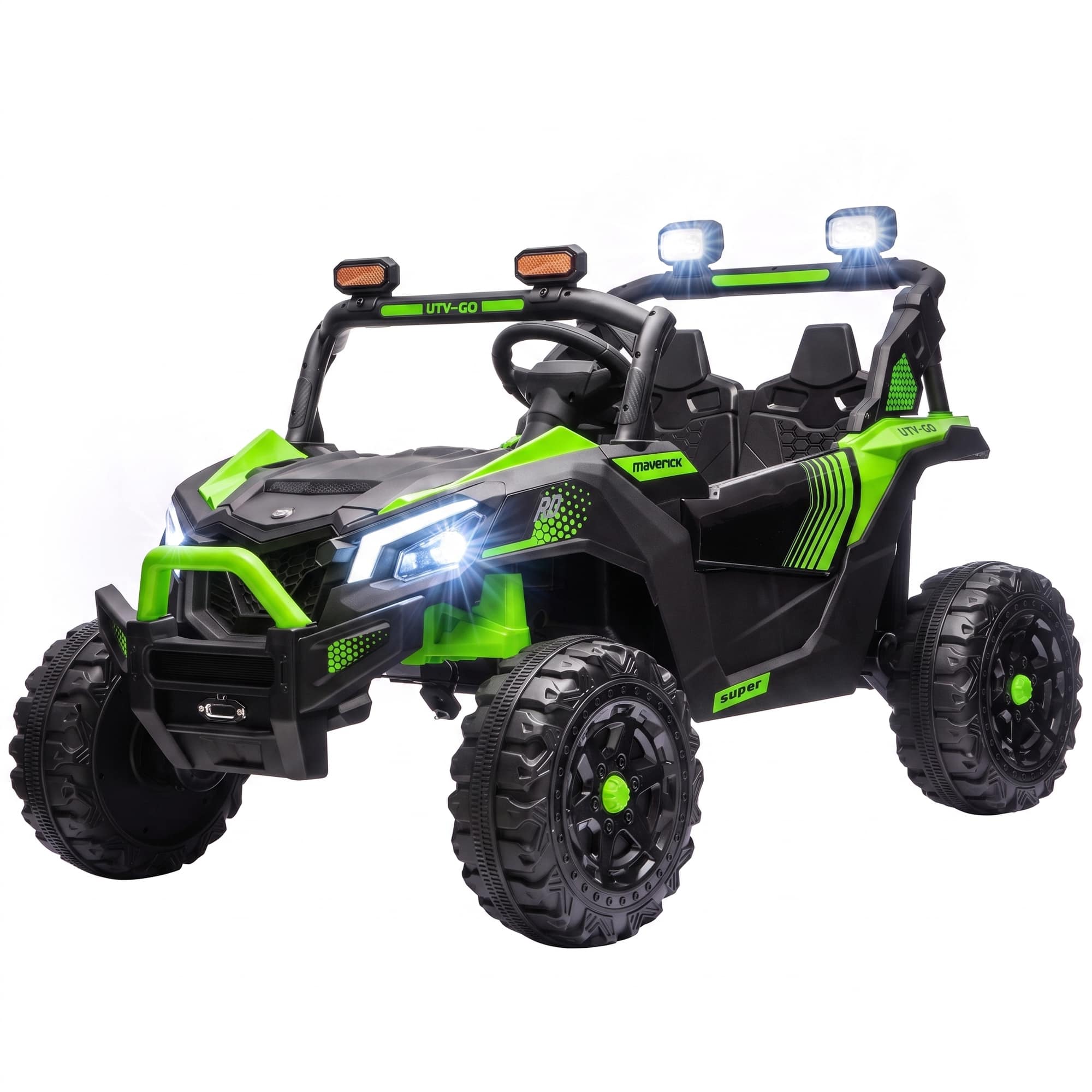 Qaba - 2 Seater Ride On Truck Car for Big Kids with Remote Control, Dual Motors - Green