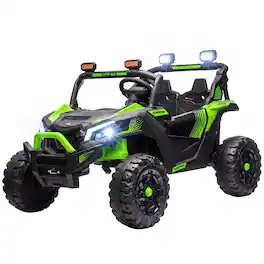 Qaba - 2 Seater Ride On Truck Car for Big Kids with Remote Control, Dual Motors - Green