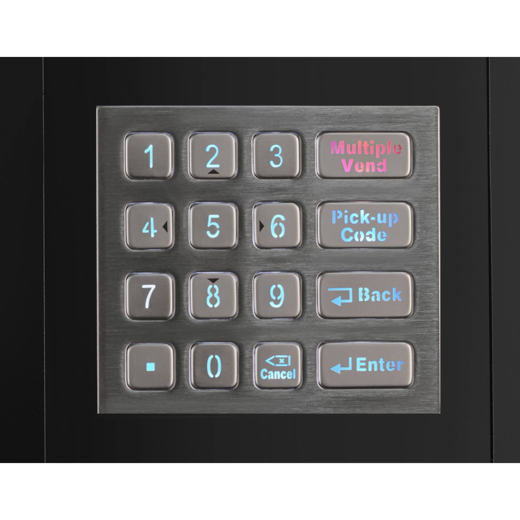 1 2 3 Multiple Vend  
4 5 6 Pick-up Code  
7 8 9 Back  
0 x Cancel Enter