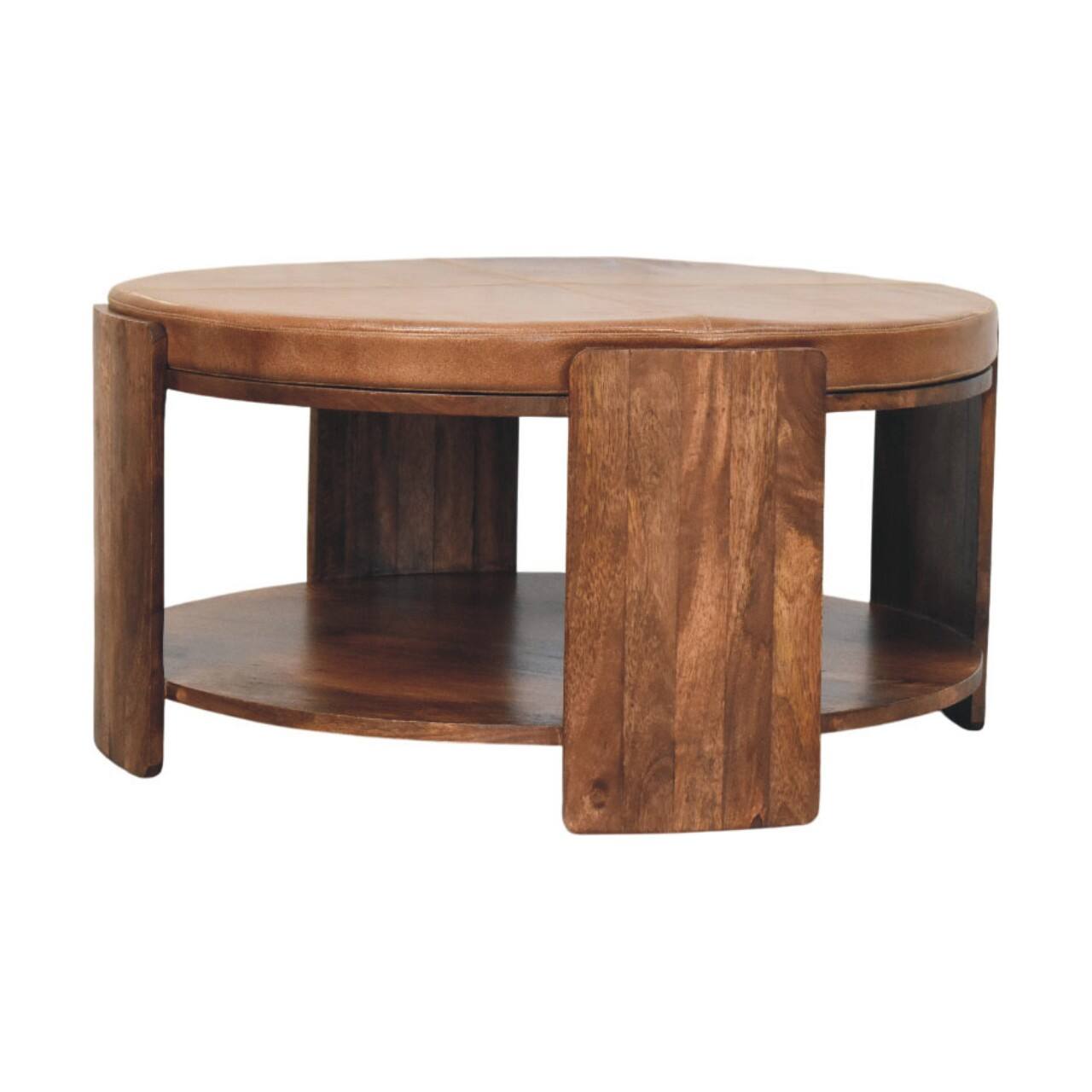 Left. Artisan Furniture - Artisan Furniture Solid Wood Savoy Leather Coffee Table - Brown.