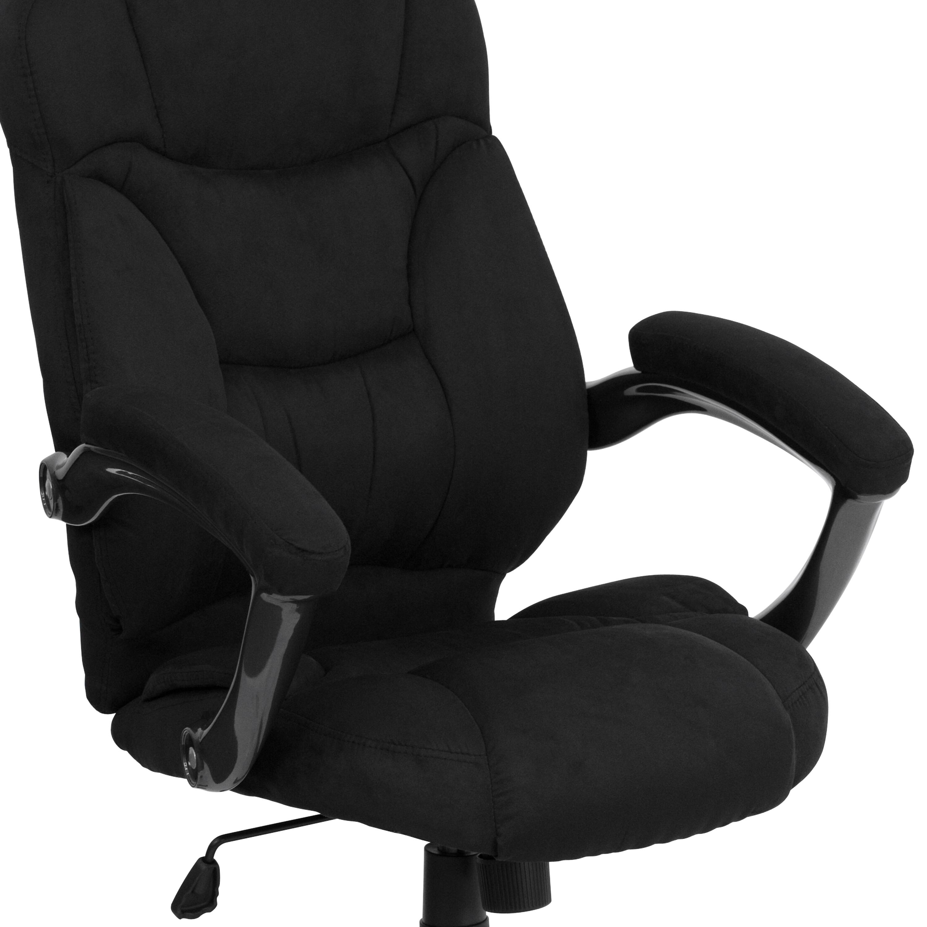 Alt View 9. Emma + Oliver - High Back Executive Ergonomic Office Chair with Silver Nylon Base and Arms - Black Microfiber.