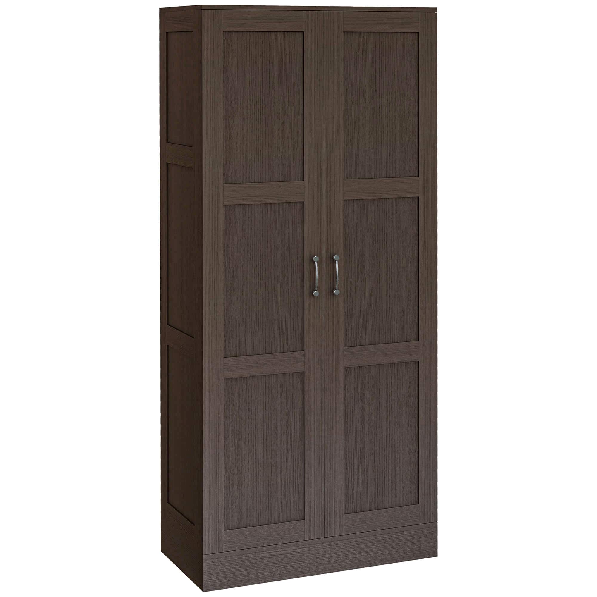 Front. Homcom - 71" Tall Storage Cabinet with Movable Storage Shelves, Modern Style Pantry Cupboard Cabinet with Soft Close Doors - Coffee.