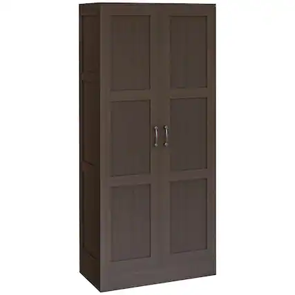 Front. Homcom - 71" Tall Storage Cabinet with Movable Storage Shelves, Modern Style Pantry Cupboard Cabinet with Soft Close Doors - Coffee.