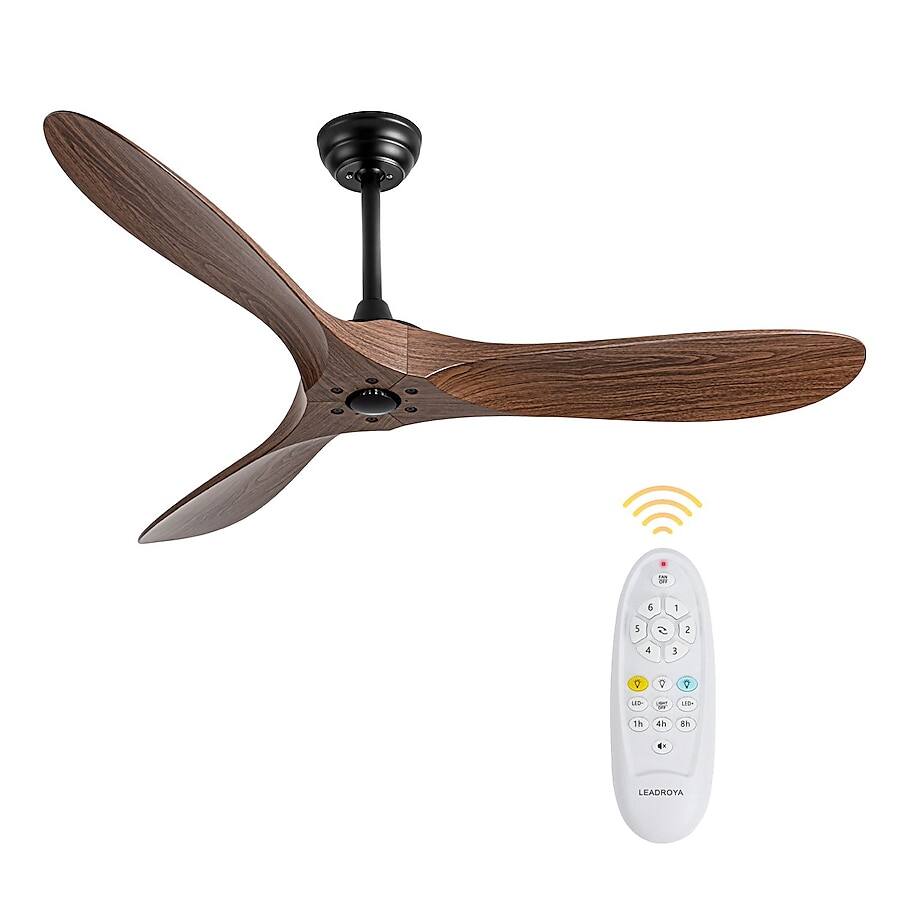 BANSA ROSE - 52-in Outdoor with Walnut Blades Ceiling Fan Without Light - Remote Included ( 3 -Blade ) - Brown