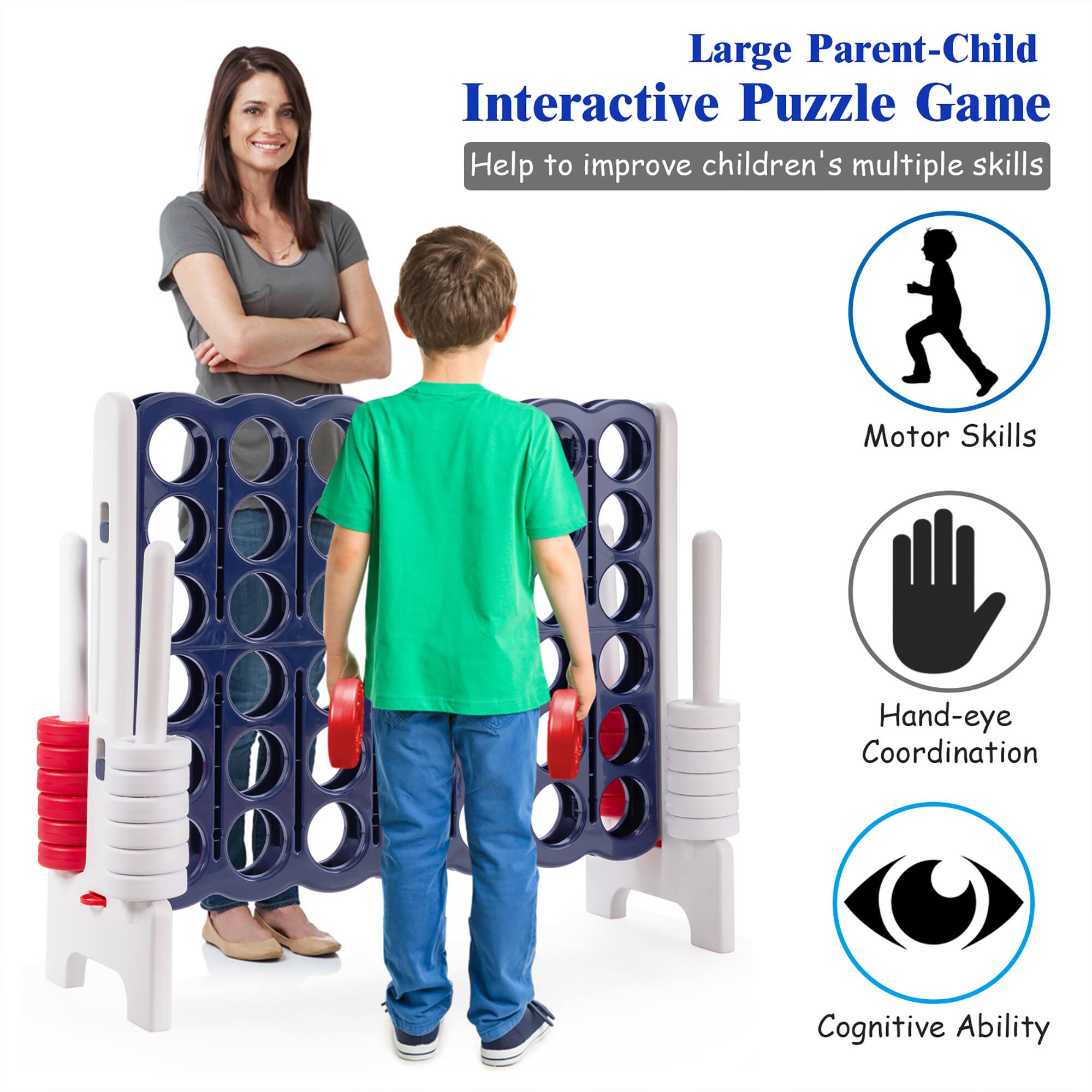 Large Parent-Child Interactive Puzzle Game
Help to improve children's multiple skills
Motor Skills
Hand-eye Coordination
Cognitive Ability