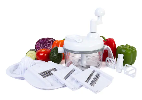 Front. Kitchen + Home - Ultra Chef Express 7 in 1 Food Chopper - As Seen on TV Manual Food Processor - white.
