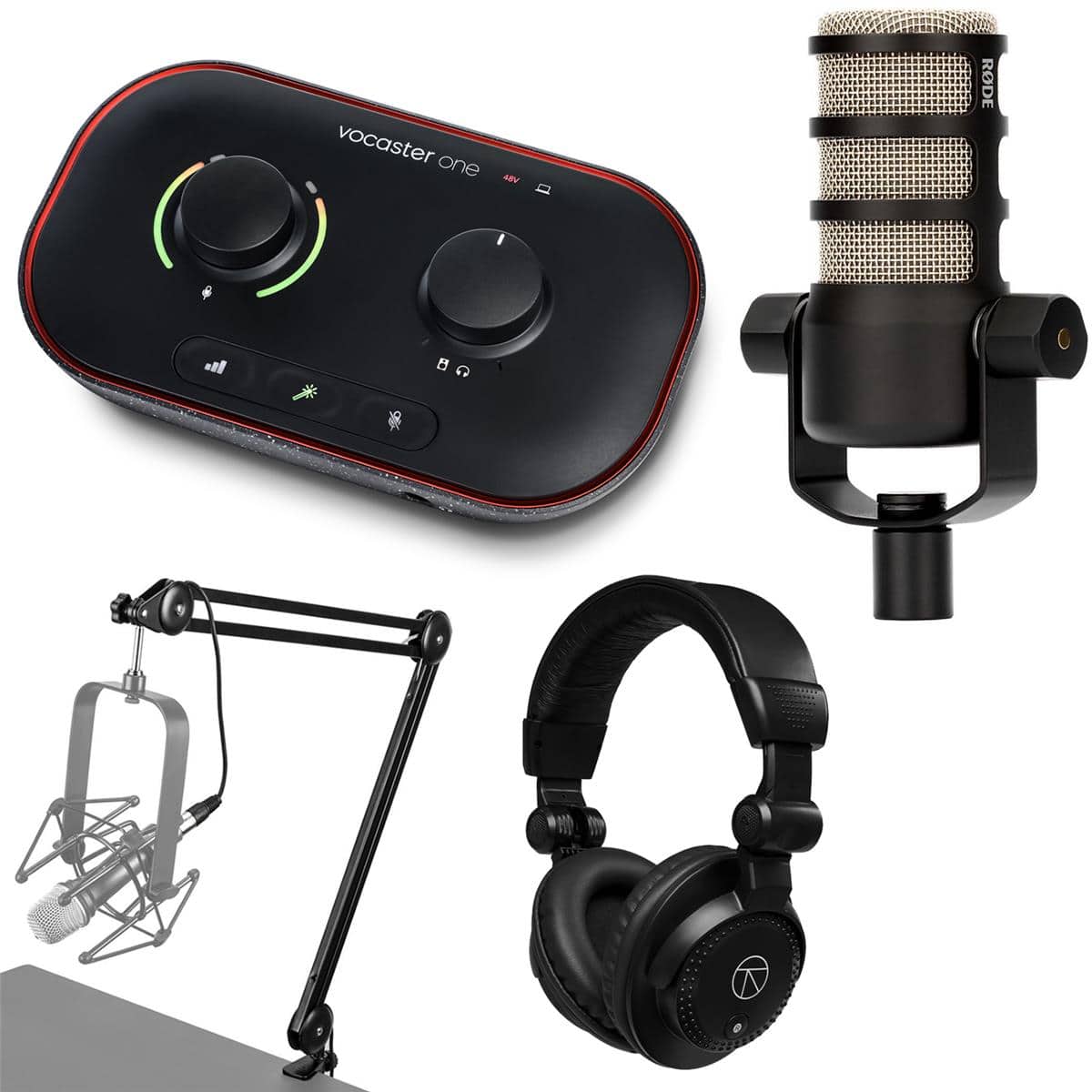 Focusrite - Vocaster One Podcast Interface for Solo Content Creators, Bundle with PodMic Podcasting Microphone, Broadcast price history on PriceWatchPro