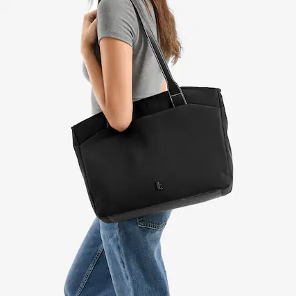 Front. tomtoc - tomtoc Laptop Tote Bag for Women, Laptop Work Shoulder Bag with Device Compartment fits up to 14 inch MacBook Pro, 12.5L - Black.
