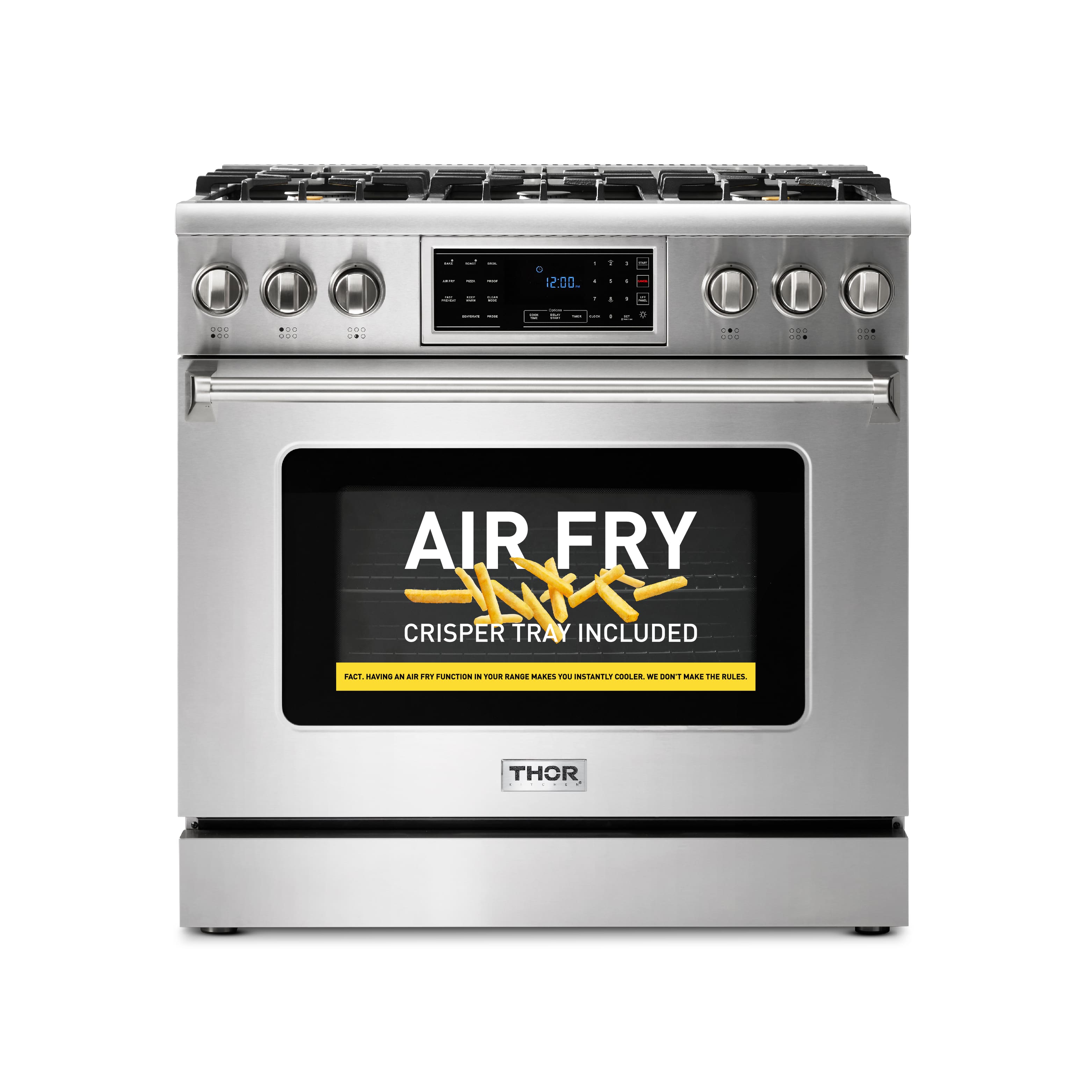 Front. Thor Kitchen - 6.0 cu. Ft. Freestanding Gas Range with True Convection and Self Cleaning - Silver.