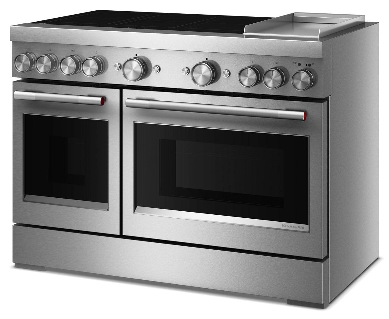 Alt View 9. KitchenAid - 48 in. Wide 6-Element 6.3 cu. ft. Freestanding Double Oven Electric Induction Commercial-Style Range with Griddle - Stainless Steel.