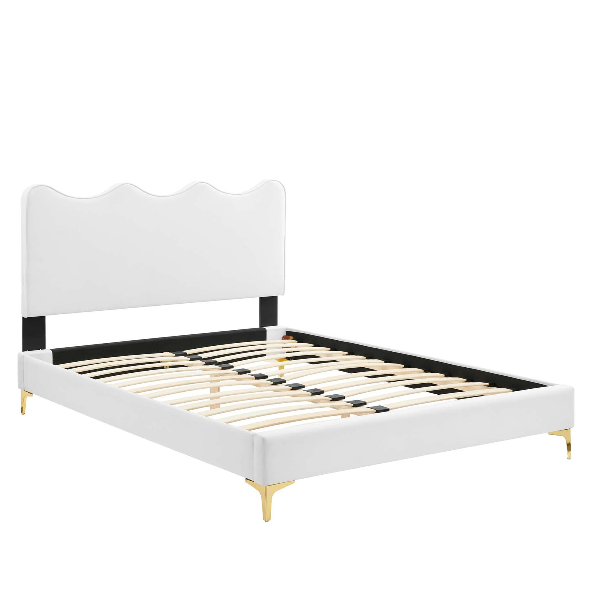 Alt View 5. Modway - Current Performance Velvet Twin Platform Bed - White.