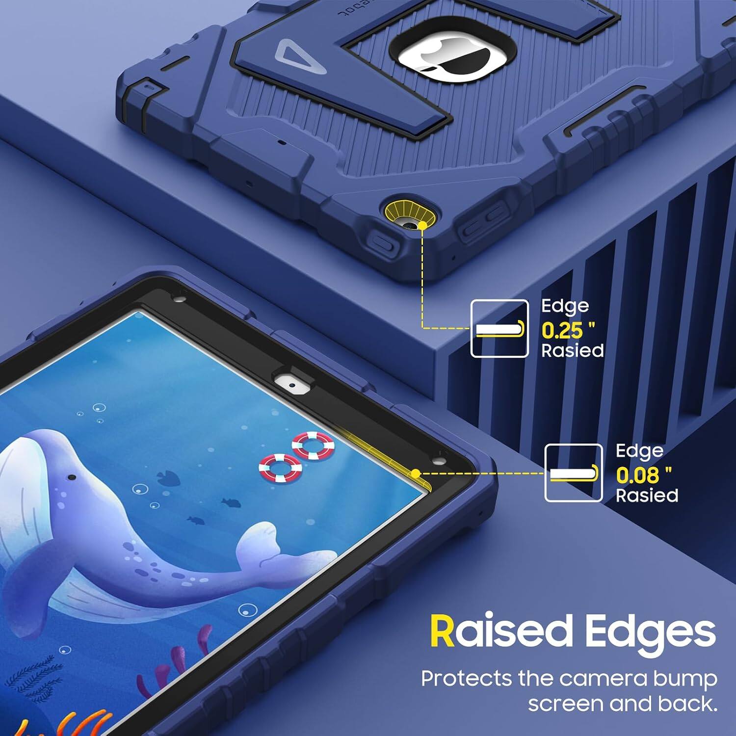 Edge 0.25" Raised  
Edge 0.08" Raised  
1.100  
Raised Edges Protects the camera bump screen and back.
