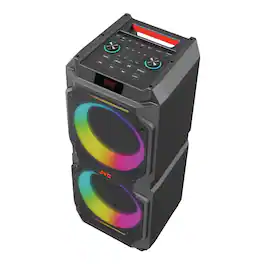 JVC - Portable Bluetooth® Party System Speaker with Dual Woofers, LED Lights, and FM Radio, SPPA300BT - Black
