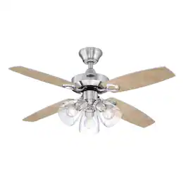 Westinghouse - Crusader 42 in. Brushed Nickel White LED Indoor Ceiling Fan - Brown and White