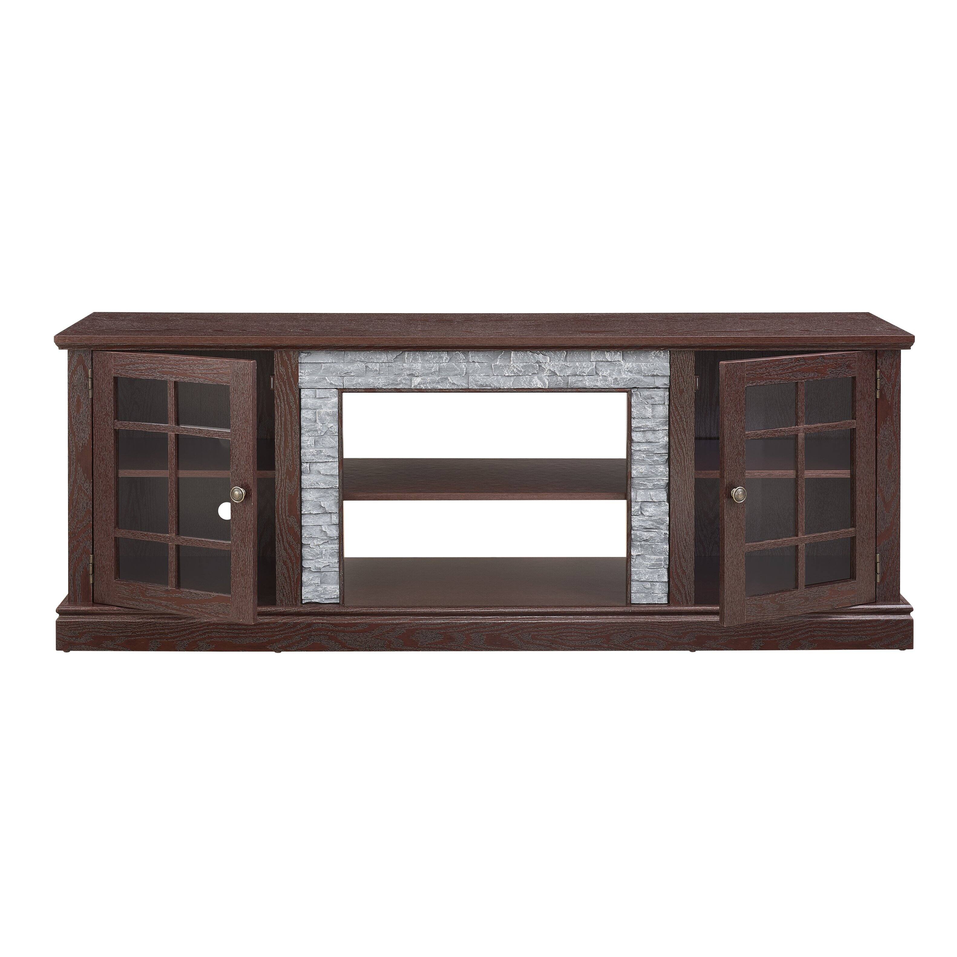 Alt View 10. Whisen - 70" Modern Faux Stone Media Console Tabletop TV Stand with 2-Door Storage Entertainment Center - Cherry.