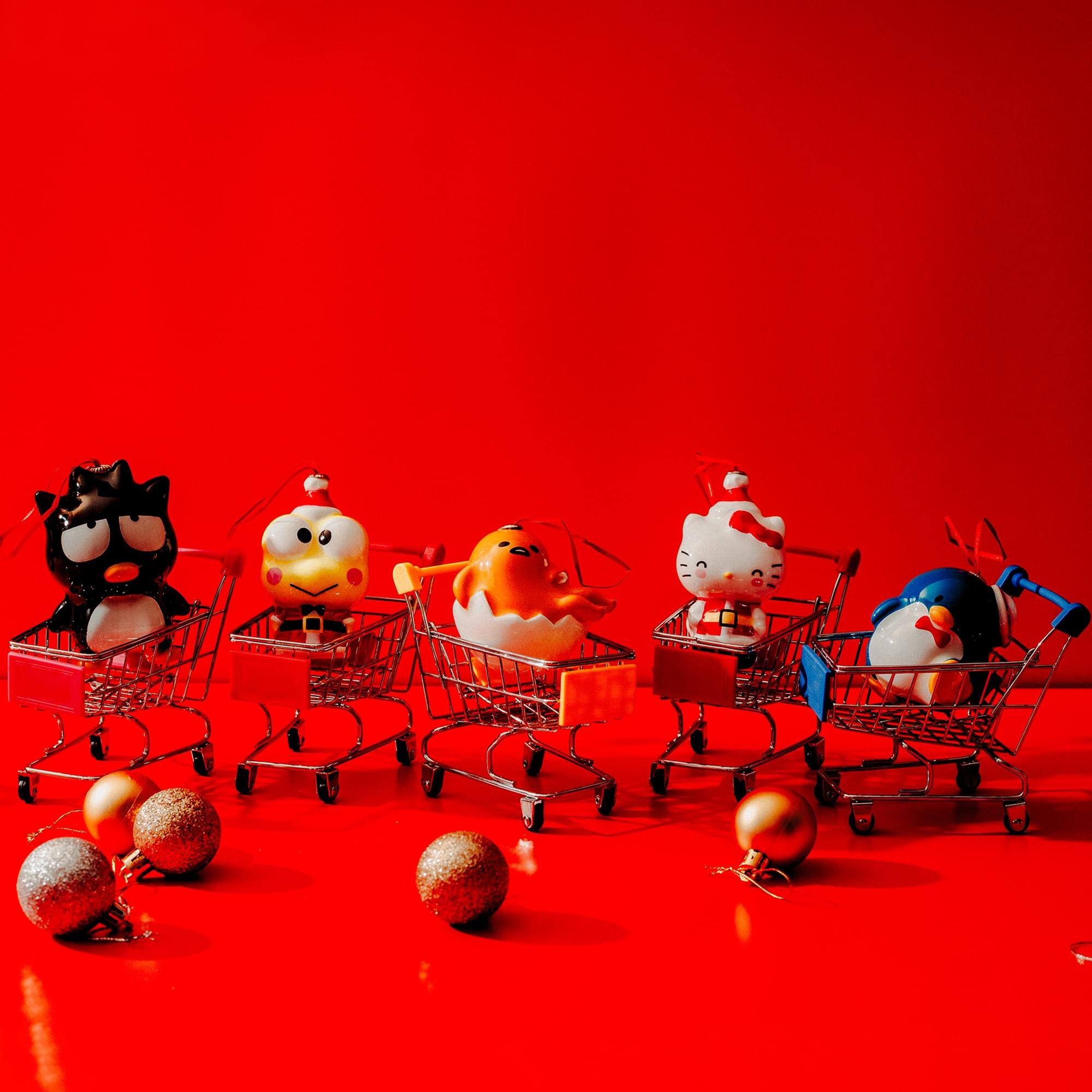 Alt View 1. Surreal Entertainment - Sanrio Hello Kitty and Friends 4-Inch Decoupage Ornament Set of 5 - White.