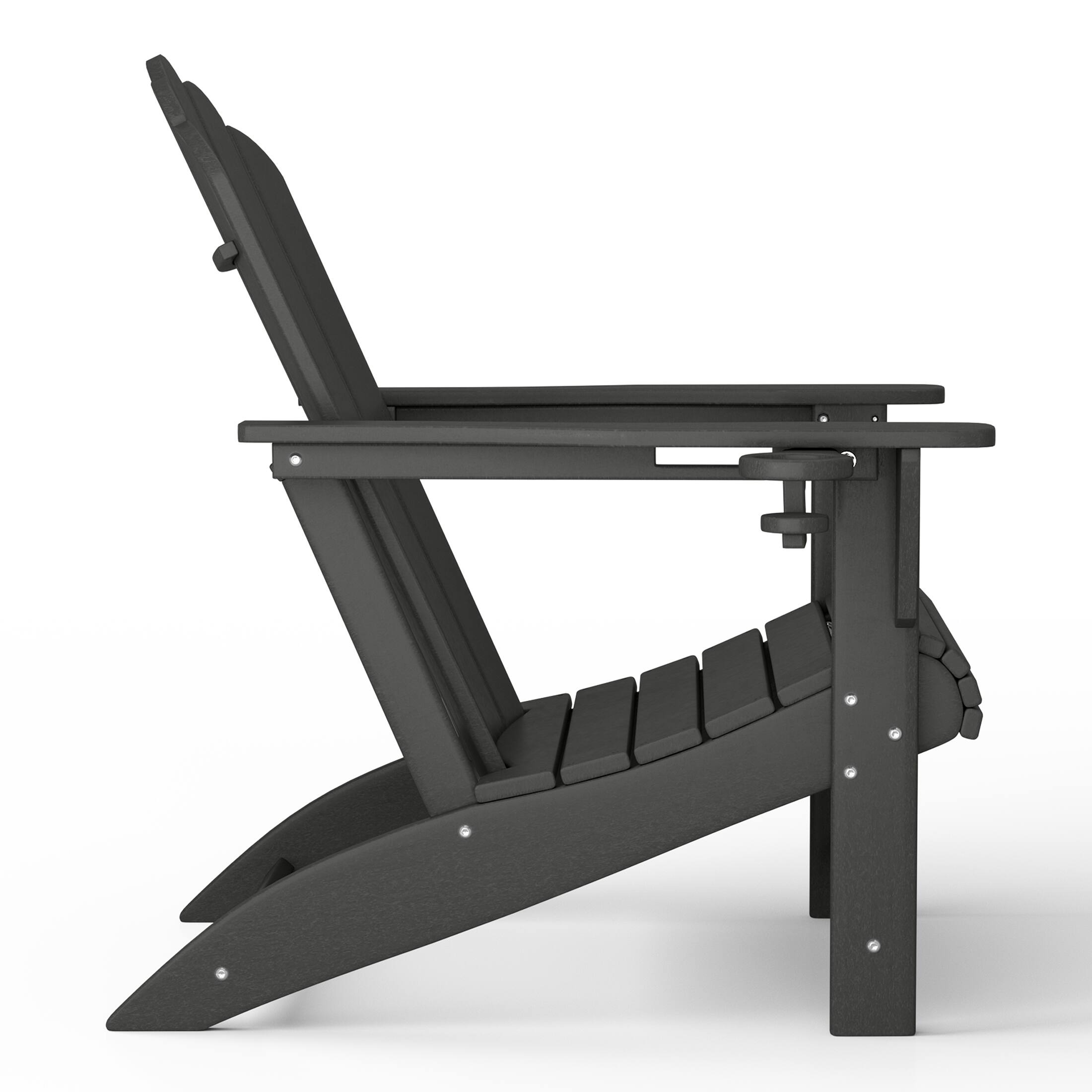 Back. WestinTrends - WestinTrends Highland Outdoor Patio HDPE Adirondack Chairs With Cup Holders (Set of 2) - Gray.