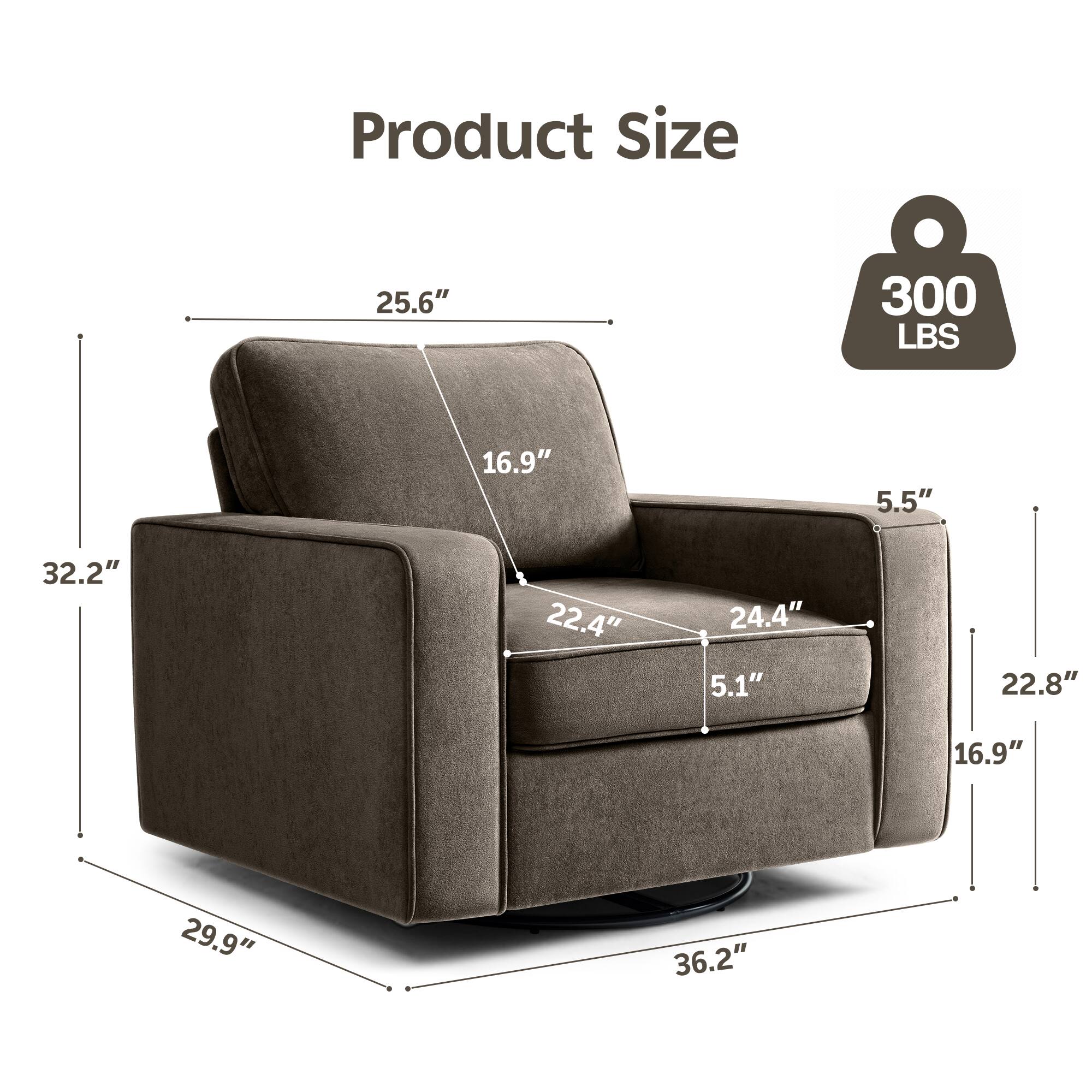 Product Size  
300 LBS  
25.6"  
16.9"  
32.2"  
29.9"  
36.2"  
5.5"  
22.4"  
24.4"  
5.1"  
22.8"  
16.9"