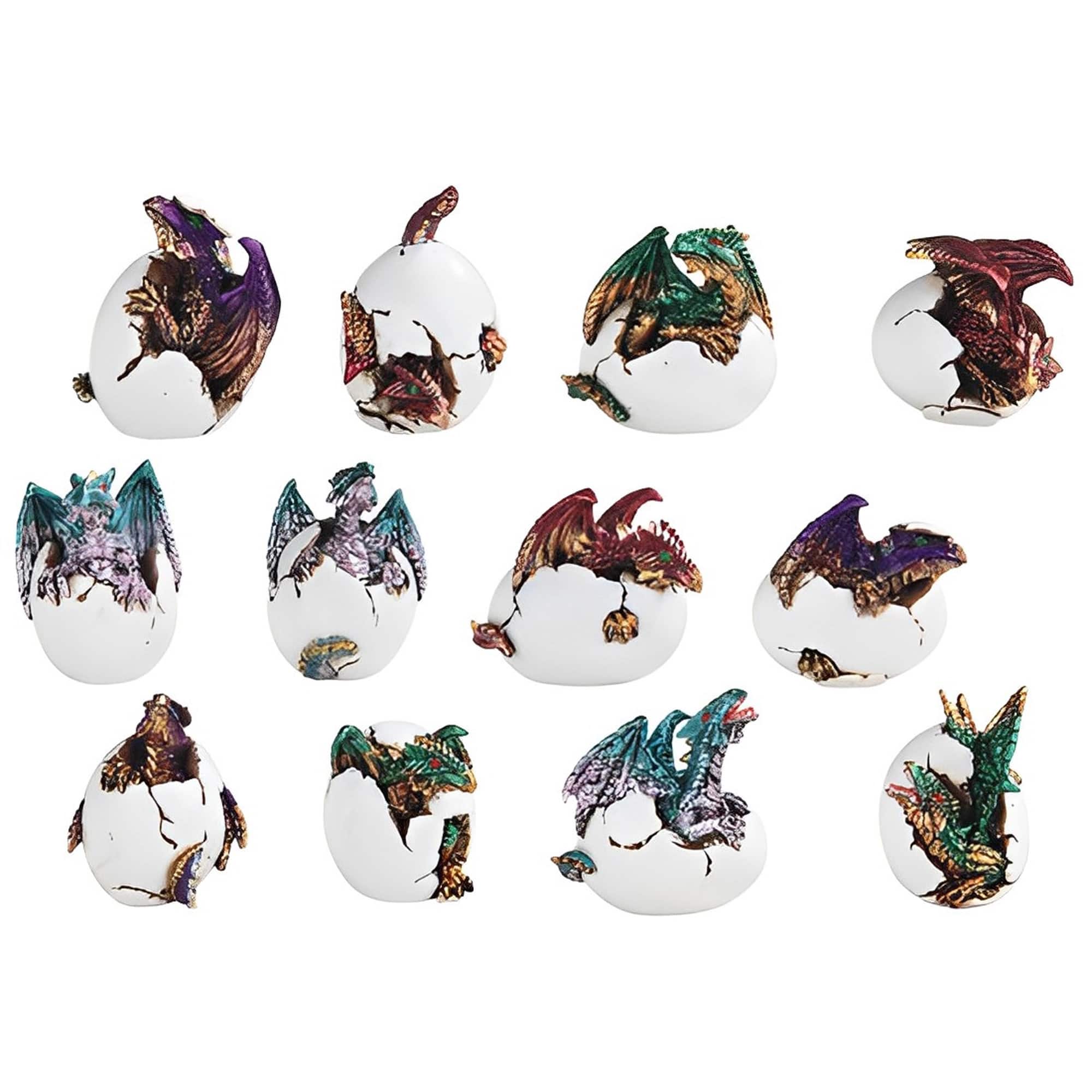 FC Design - 12-PC ful Dragon Baby in Egg 5"H Figurine Statue Set Computer Desk Tabletop Medieval Gaming Home Decor Gift - Multi-Color