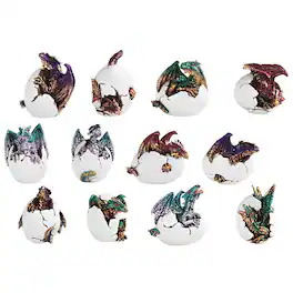 FC Design - 12-PC ful Dragon Baby in Egg 5"H Figurine Statue Set Computer Desk Tabletop Medieval Gaming Home Decor Gift - Multi-Color