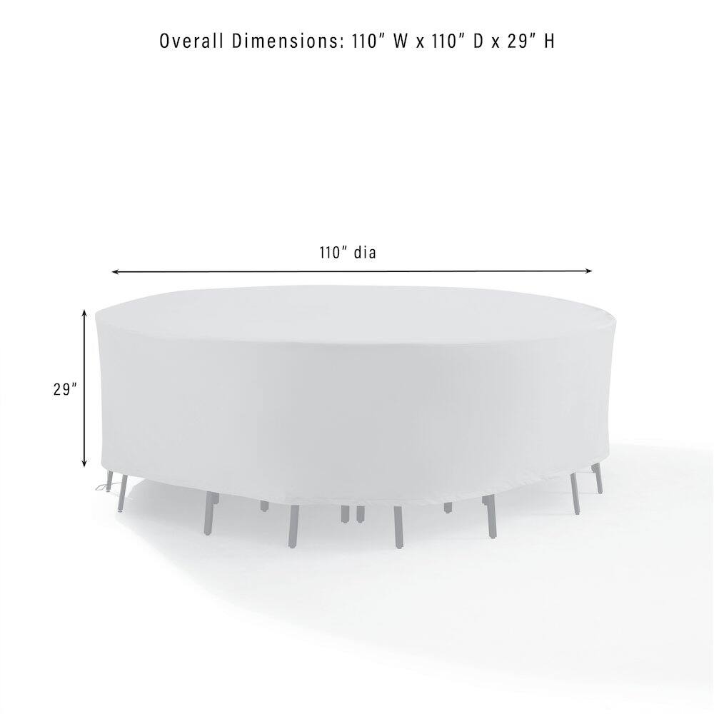 Overall Dimensions: 110" W x 110" D x 29" H  
110" dia  
29"